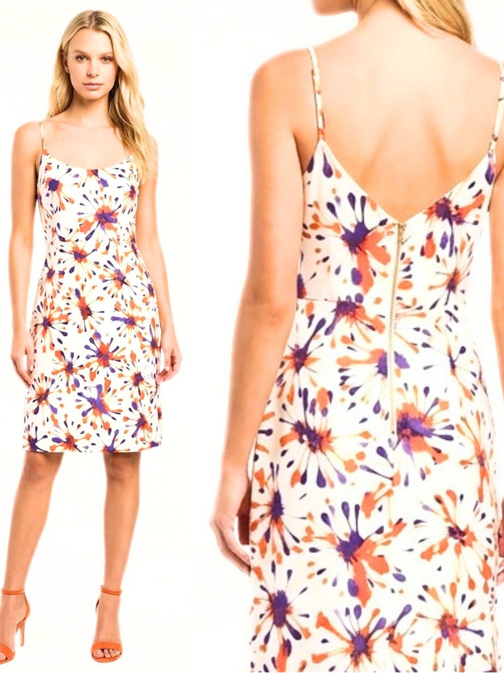 NWT Milly Print Cotton Dress A line sleeveless zip size 8